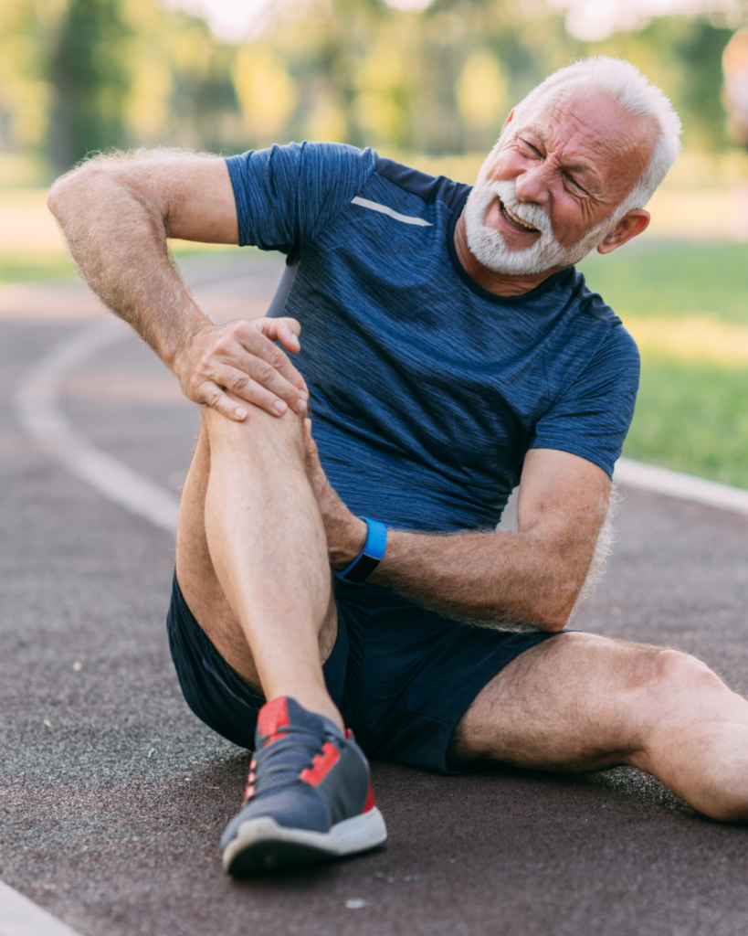 Older man with knee pain.